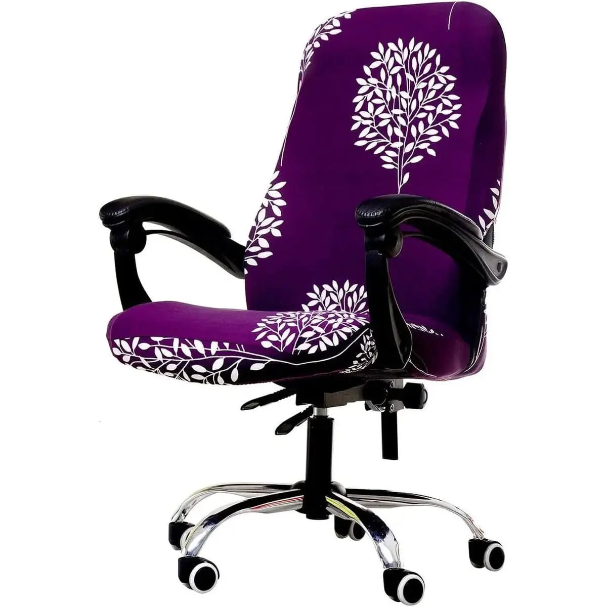 WOMACO printed peony stretch-fit office chair slipcover with high back and non-slip design, protecting and updating the chair's look.