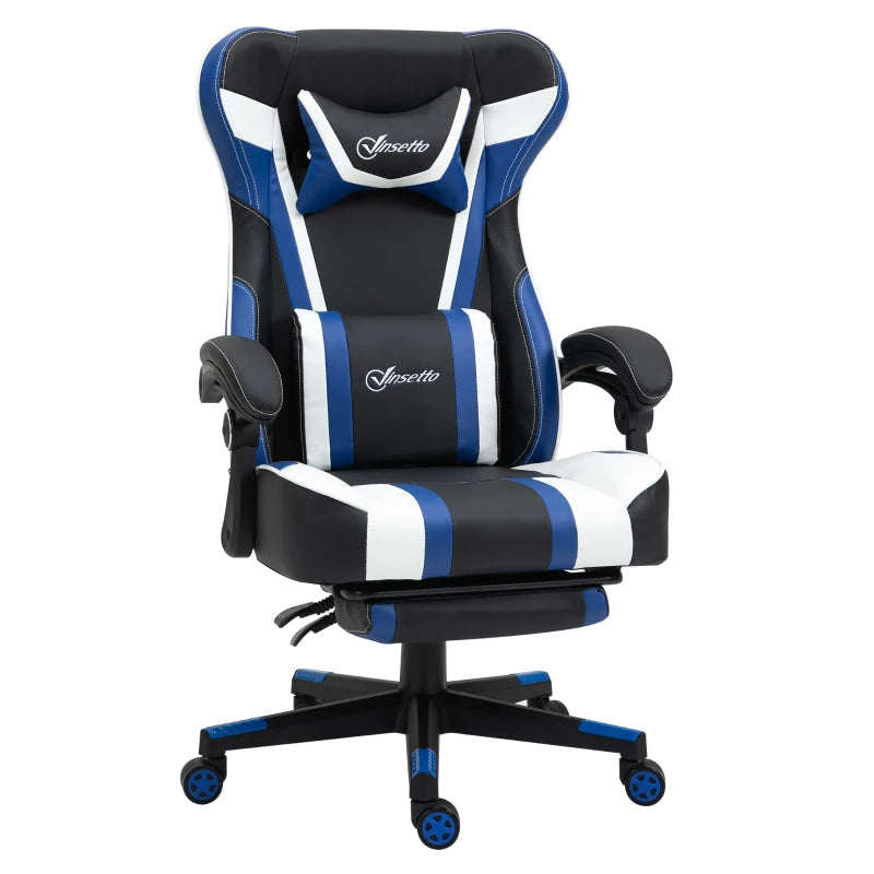 Vinsetto High Back Ergonomic Gaming Chair with Footrest, Blue - Platinum-Level Office Chairs